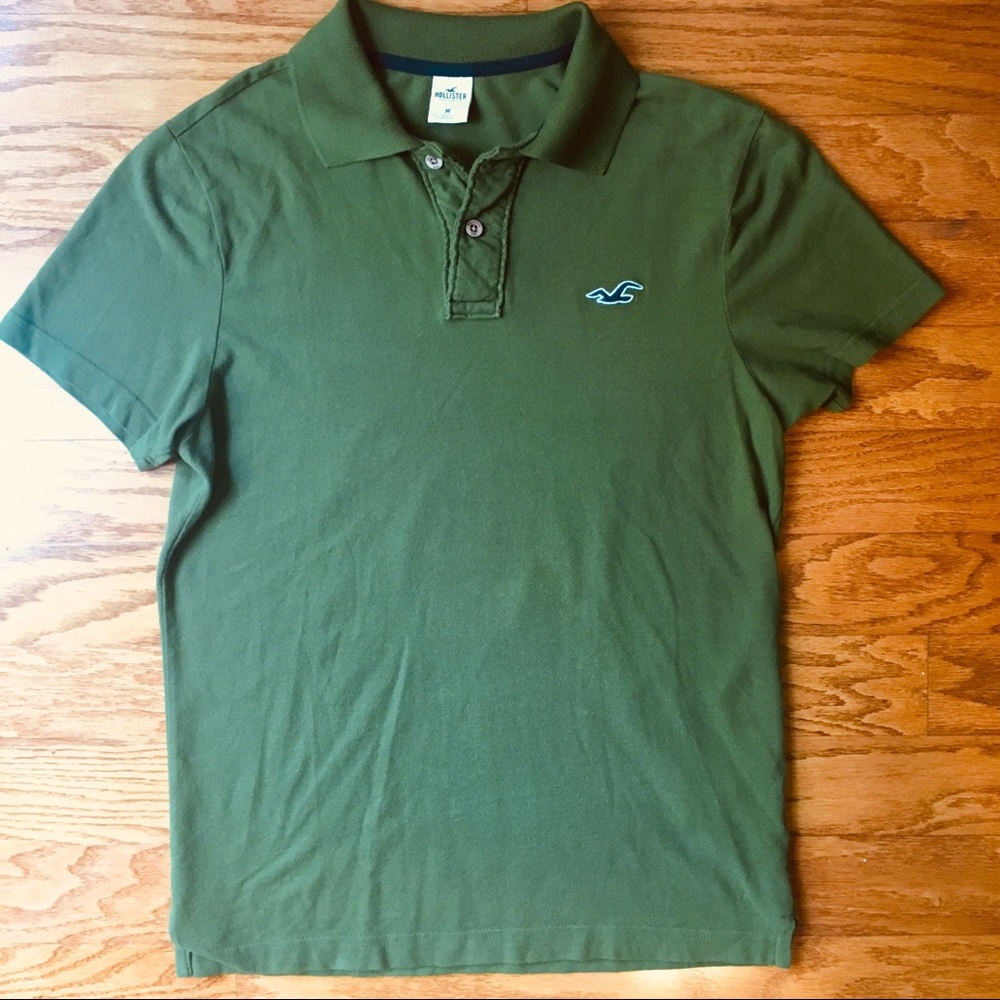 Hollister medium mens green polo shirt